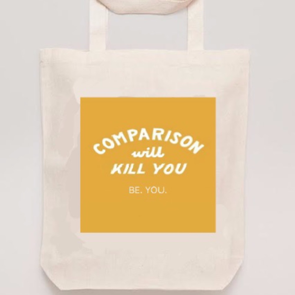 Organic Cotton Tote Bag with encouraging quote.